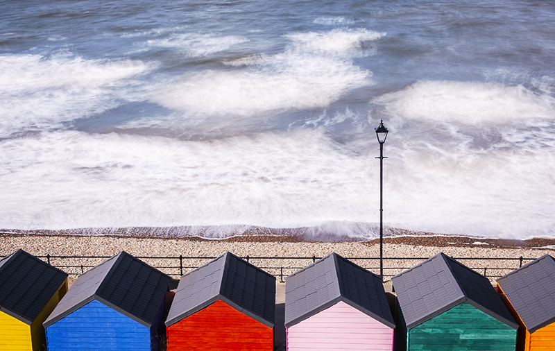 Beach huts by the sea