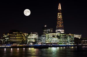 The Shard and City Hall on the banks of the River Thames, London